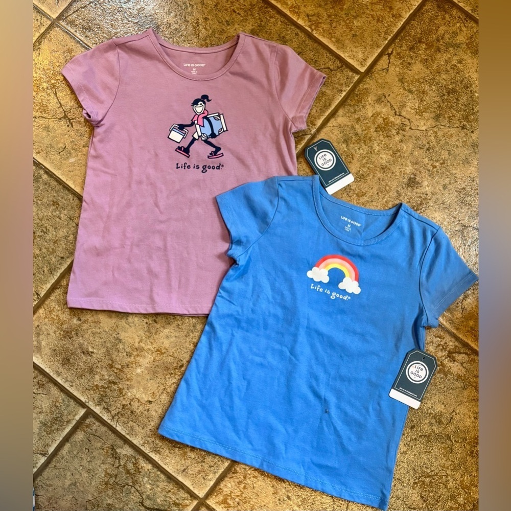 NWT *Bundle of 2* Life is Good girls tees sz M